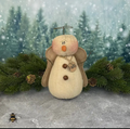 Honey and Me Faith plush snowman angel ornament with burlap wings and jingle bells