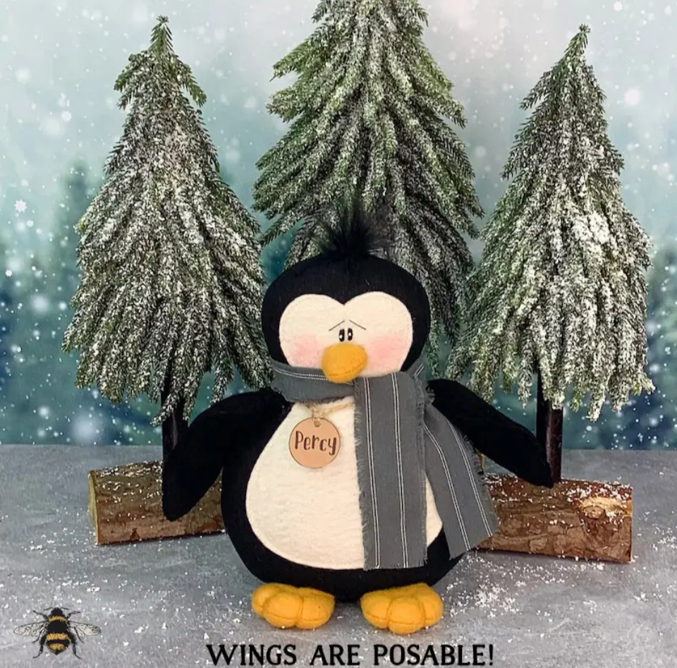 Honey and Me Percy the Penguin plush with posable wings and striped scarf