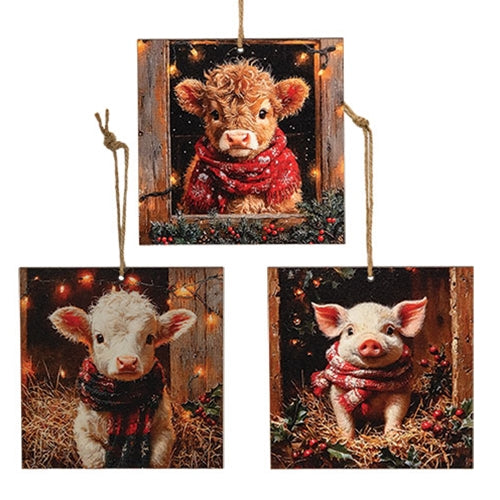 Cozy Winter Baby on the Farm Ornament