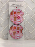 Pink Coffee & Donuts Car Coasters