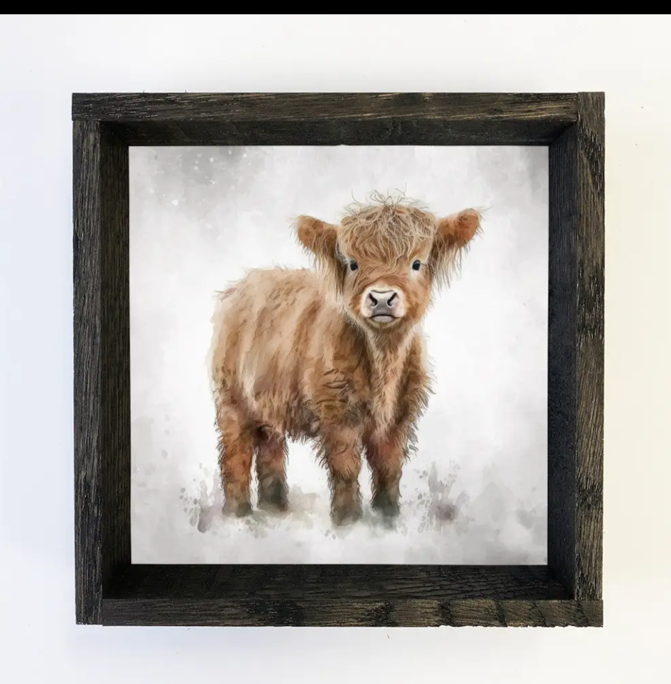 Baby Highland Cow Framed Print - 11x11