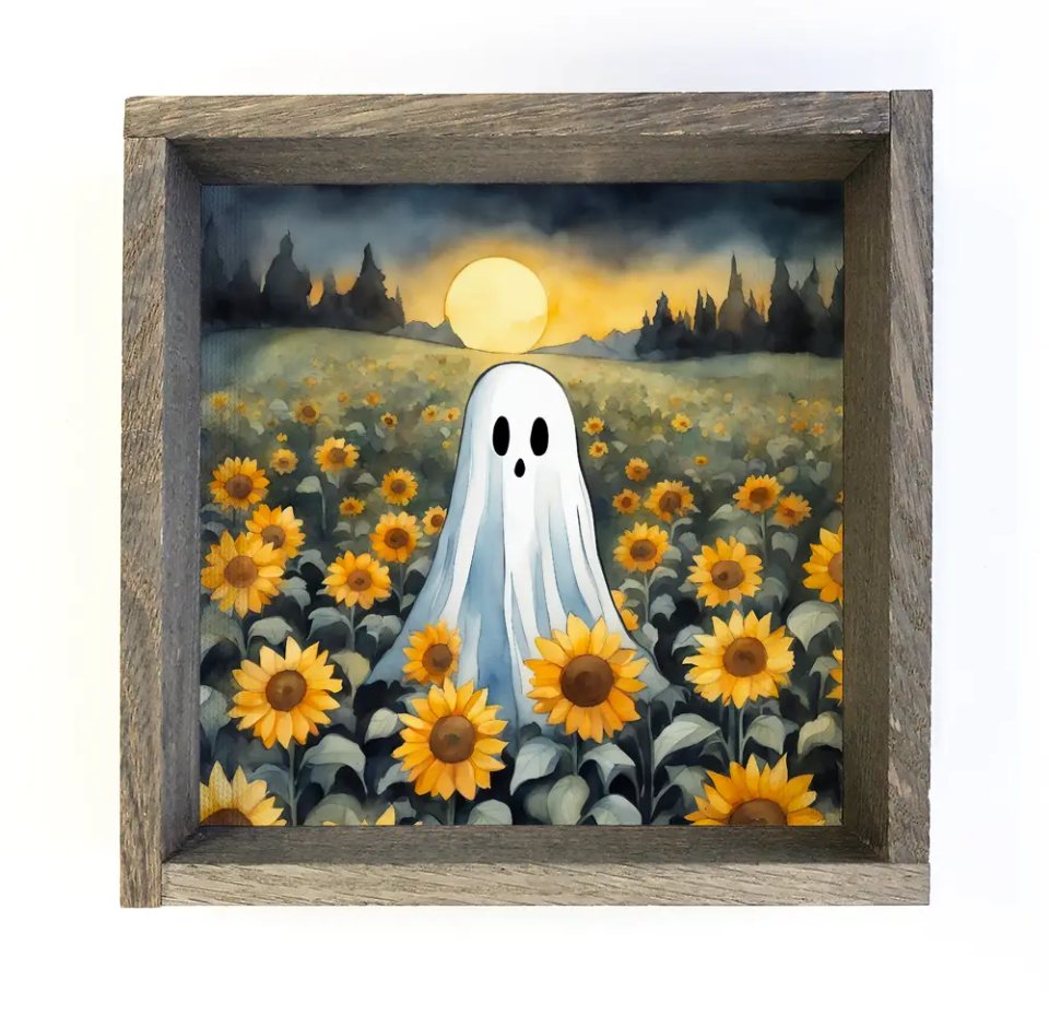 Ghost in the Sunflower Field Framed Print - 11x11