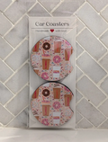 Coffee & Donuts Car Coasters (Brown & Pink)