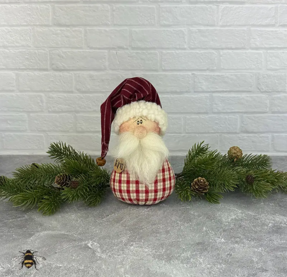 Honey and Me Kris the Baby Santa plush with plaid cap and fuzzy beard