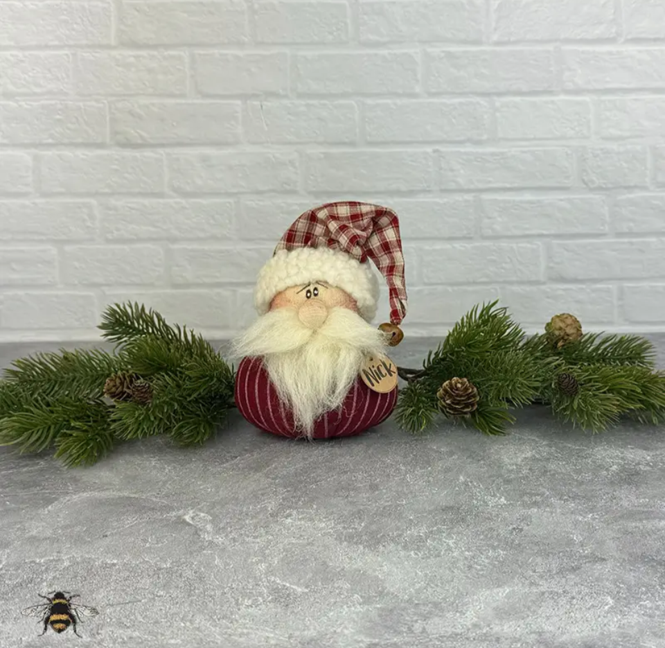 Honey and Me Nick the Baby Santa plush with plaid cap and fuzzy beard